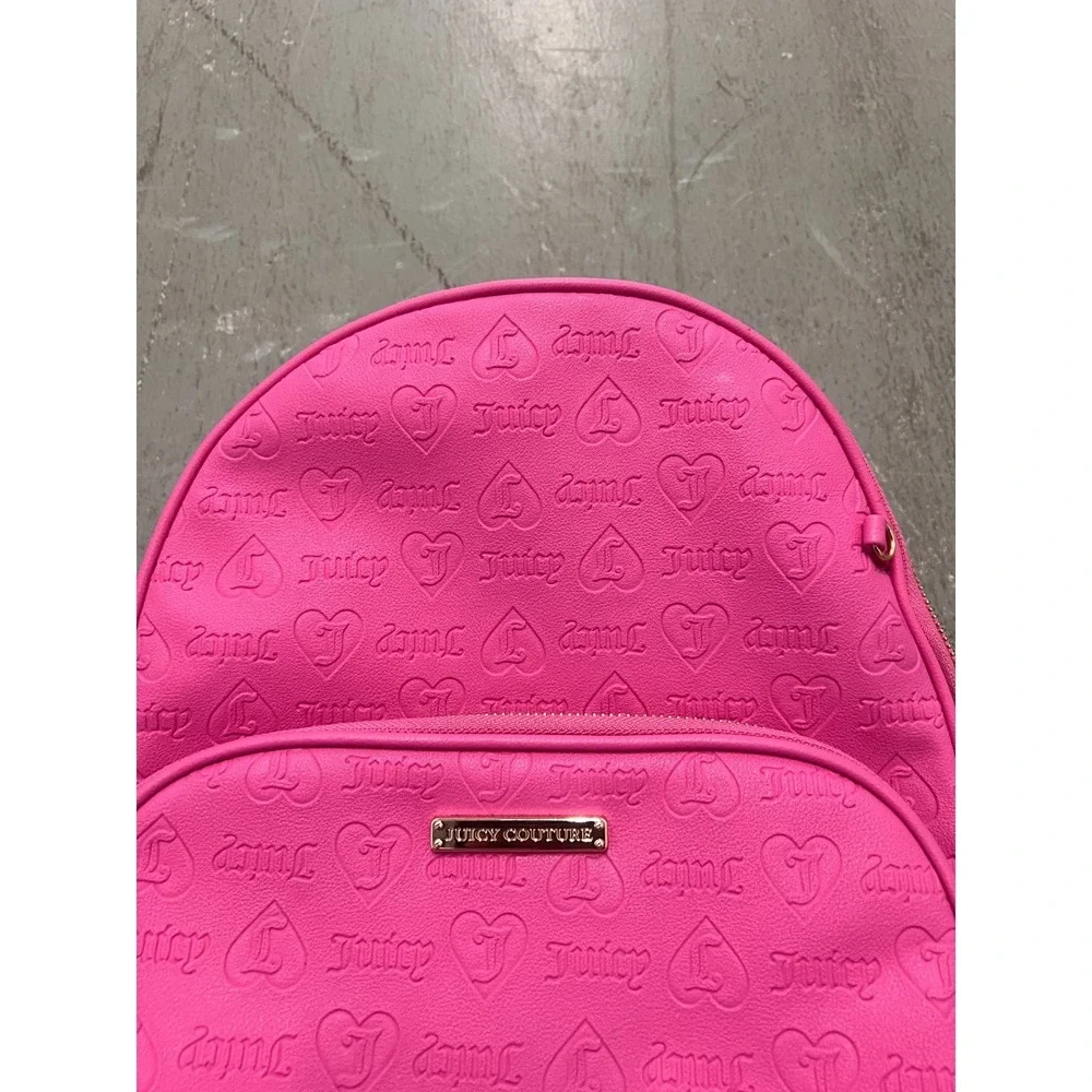 Juicy Couture Wordplay Backpack Womens Pink Debossed Logo Shoulder Bag See‎ Pics